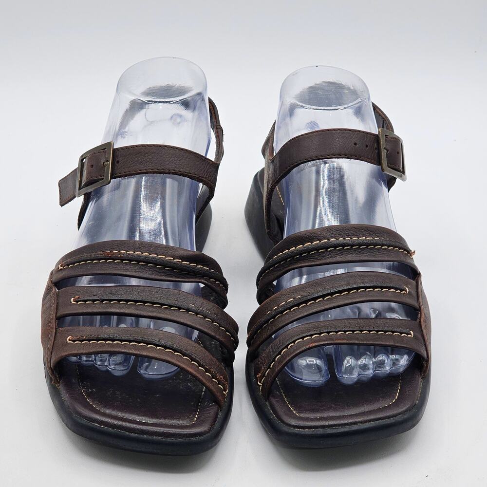 ECCO Ankle Strappy Sandal Summer Slim Brown Leather Size 6.5
